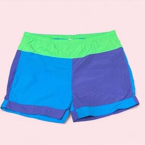 Hanna Andersson Men’s Swim Trunks XL Retro Blue Purple Neon Green Board Shorts